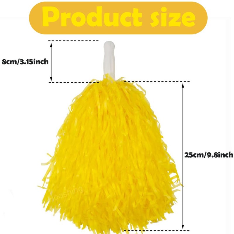 Hooshing 12PCS Cheerleading Pom Poms Yellow Plastic Cheer Pom Poms with Handles for Team Spirit Sports Party Dance - Image 4